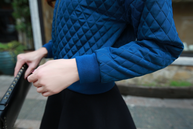 初菱 韩版秋冬装短款女夹克式外套夹棉棒球服修身长袖短外套上衣女衫潮 紫红色9952 M