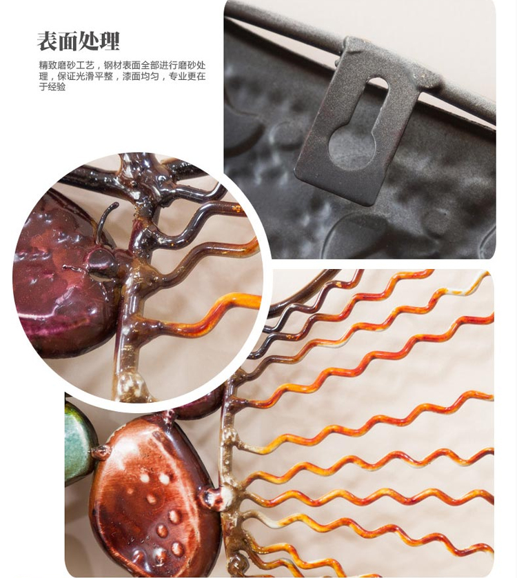 六贝 浪漫铁艺五彩鱼 欧式创意壁饰 墙上挂饰 壁挂 家居客厅饰品 背景墙装饰品 JQ11242S-小号