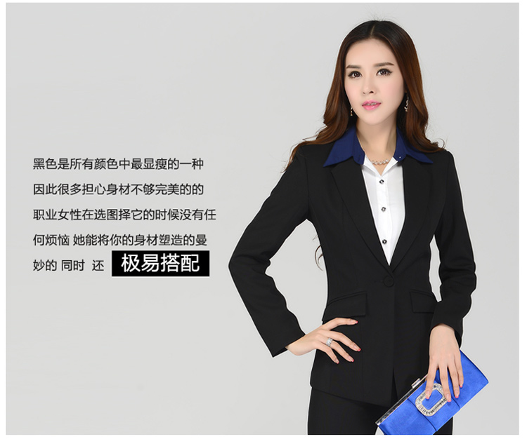 卡茗语 新款小西装女春秋修身显瘦通勤韩版长袖一粒扣女士显瘦小西装 黑色西装 S 黑色西装 S