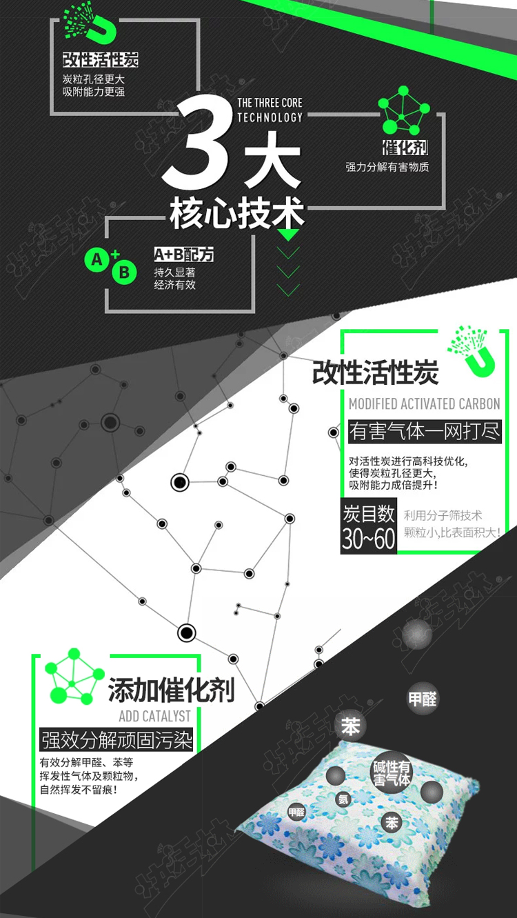 快活林 2000g汽车炭2箱装 汽车除味除甲醛去味 车用净化活性炭包