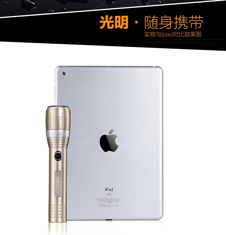 久量（DP）铝合金 强光可调焦手电筒 锂电 3档 2000毫安 3W 茶色 LED-555