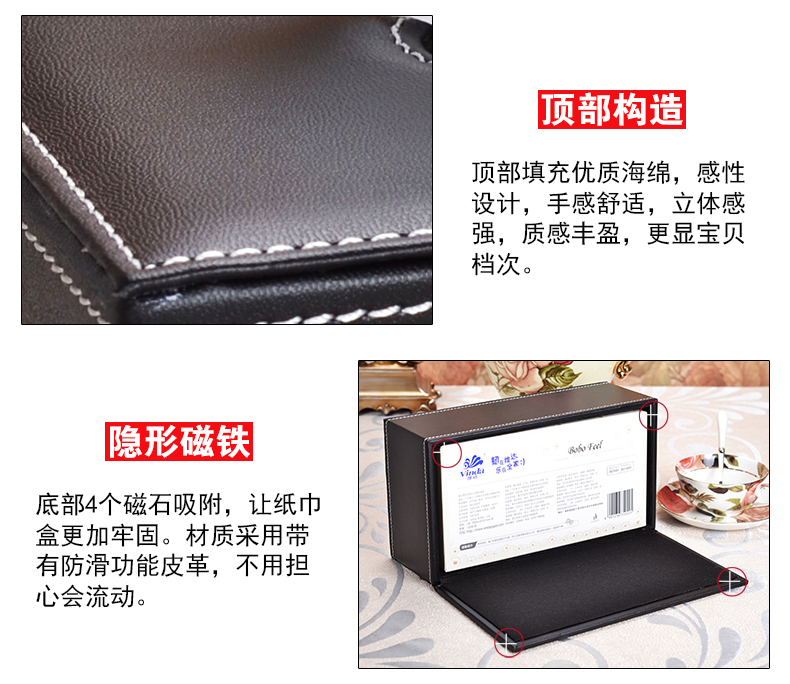 
                                                            【2件8.8折】皮质纸巾盒 皮革抽纸盒客厅餐巾纸抽盒子 家用桌面茶几创意欧式现代简约车载车用 大号-黑色牛皮纹                
