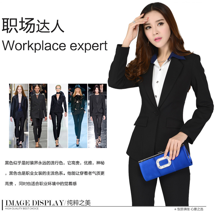 卡茗语 新款小西装女春秋修身显瘦通勤韩版长袖一粒扣女士显瘦小西装 黑色西装 S 黑色西装 S
