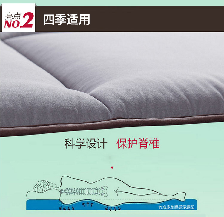 【京东配送】九洲鹿 榻榻米床垫学生宿舍床褥子可折叠单人垫被加厚 JZCD08-无痕灰色 1.5X2.0米