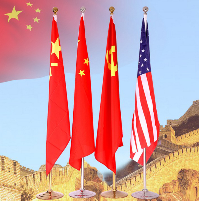 2米金色旗杆五星红旗杆调节高低室内旗杆 2米金色旗杆