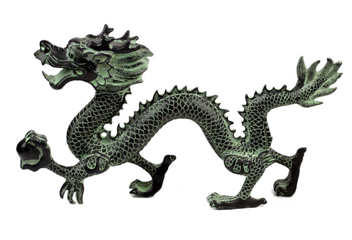 
                                        吉善缘 青龙抓珠龙摆件 龙生肖仿古青铜复古中国龙摆件家居工艺品装饰品摆件2040 中号                