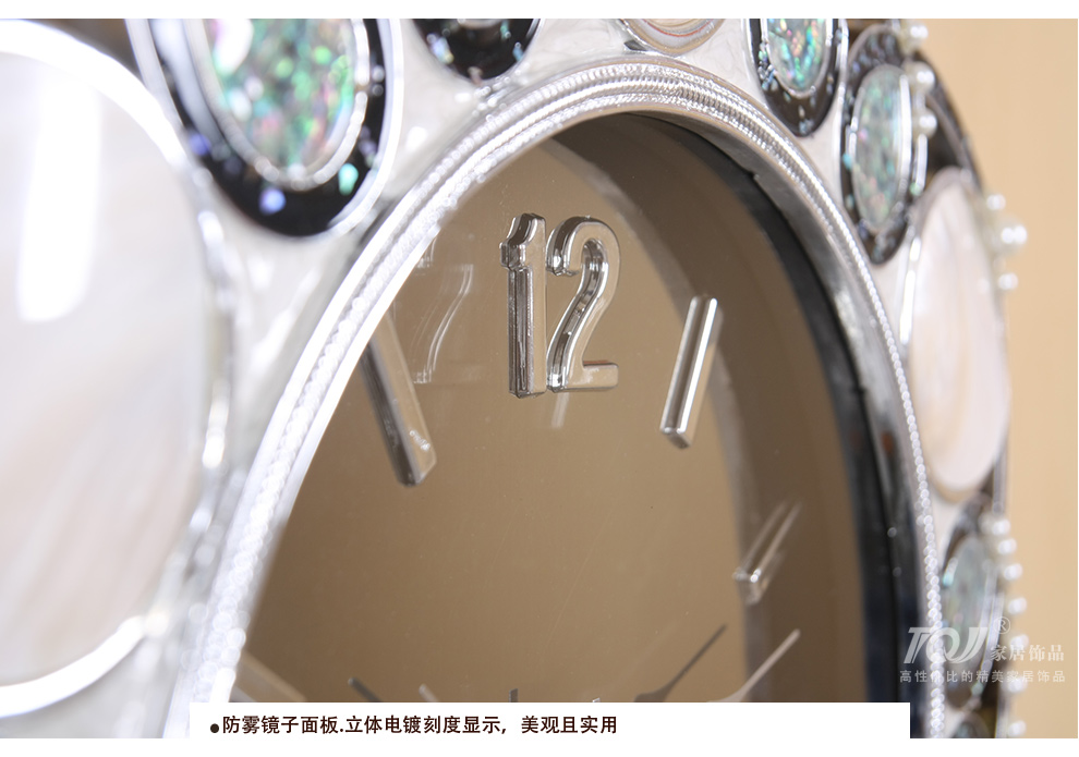 
                                        TQJ欧式圆形挂钟贝壳创意挂表客厅单面钟美式静音时尚时钟表 玫瑰金                