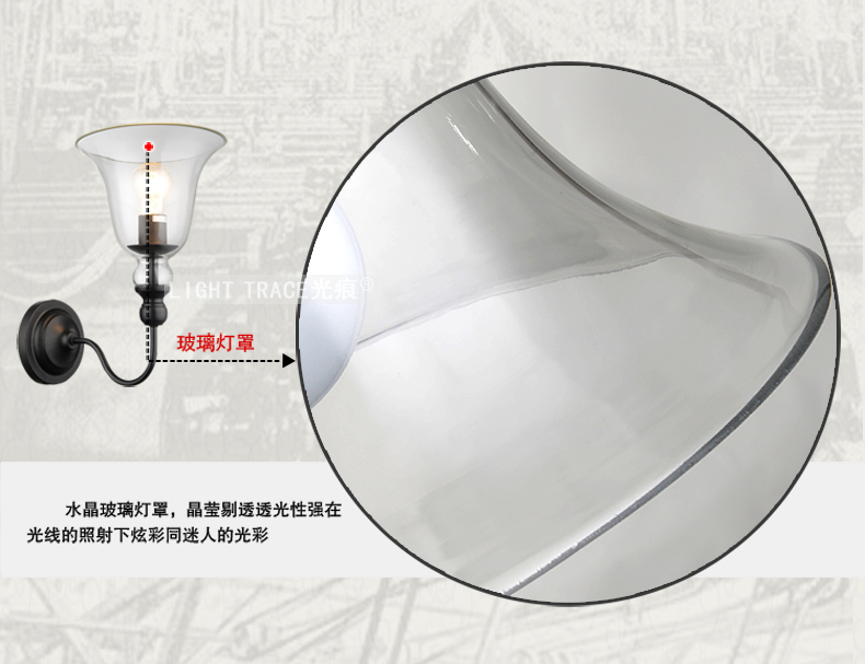 梦晗灯饰LOFT欧式壁灯 阳台过道墙灯镜前灯走廊 楼梯简约 壁灯B201305