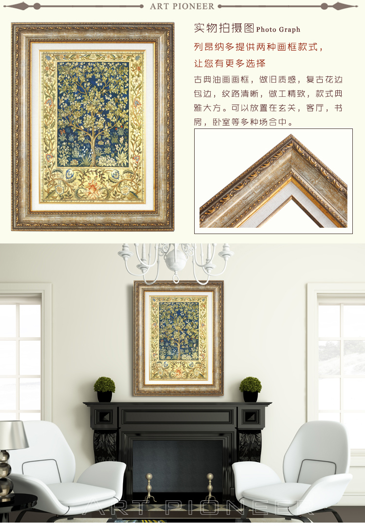 
                                        列昂纳多（ART PIONEER） 发财树现代时尚玄关装饰画进口油画框欧式壁画背景墙画 锦绣年华-欧式油画框 外框尺寸70x90cm                