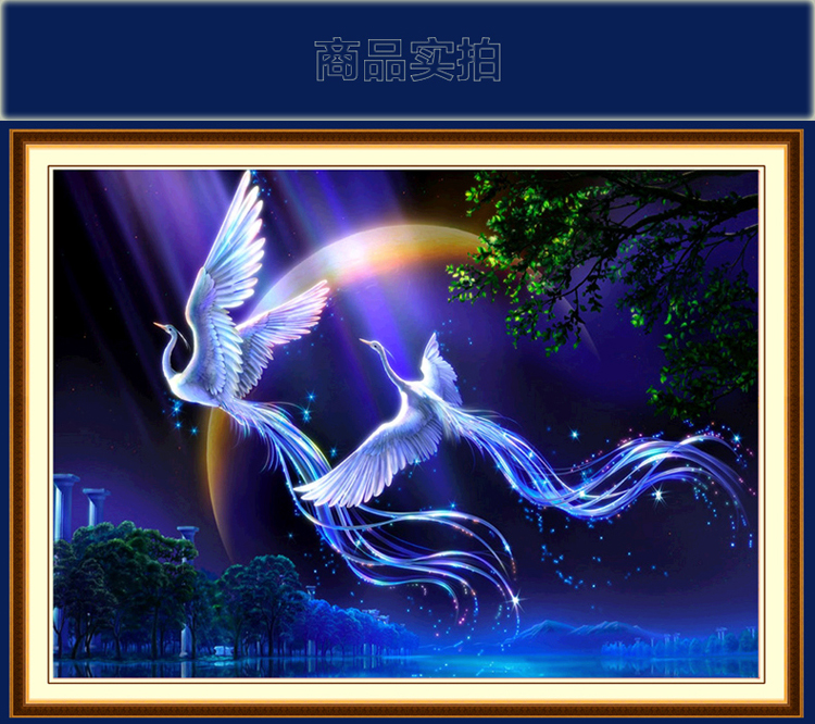 
                                        钻石画钻石绣新款情侣婚庆比翼双飞5D魔方圆钻贴钻十字绣客厅卧室 魔方圆钻68*51cm 贴凤凰                