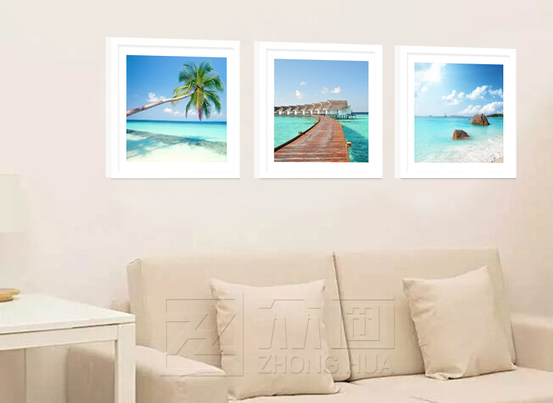 客厅海景画 墙画客厅装饰画现代简约有框画沙发背景墙上挂画玄关走廊