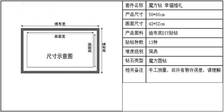 
                                        新款5D魔方圆钻钻石画幸福婚礼结婚婚庆钻石绣情侣客厅贴钻十字绣 魔方圆钻50*60cm 形象逼真 满钻全贴                