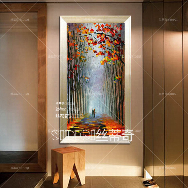 
                                        丝蒂奇SIDIQI欧式装饰画玄关油画竖版抽象风景挂画现代家居走廊过道有框画酒店壁画 欧式雕花金外框 宽70*高130                