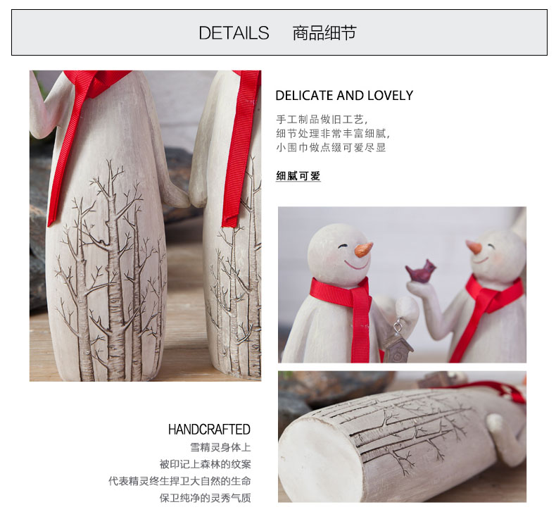 贝汉美家居饰品树脂摆件手工做旧创意装饰摆设雪人精灵童话新婚礼物 成人时代