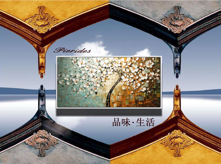 
                                        装饰画油画客厅挂画壁画餐厅玄关山水画复古书房公司酒店装饰画实物画纯手绘手工普瑞德斯 纯手绘油画 80*80                