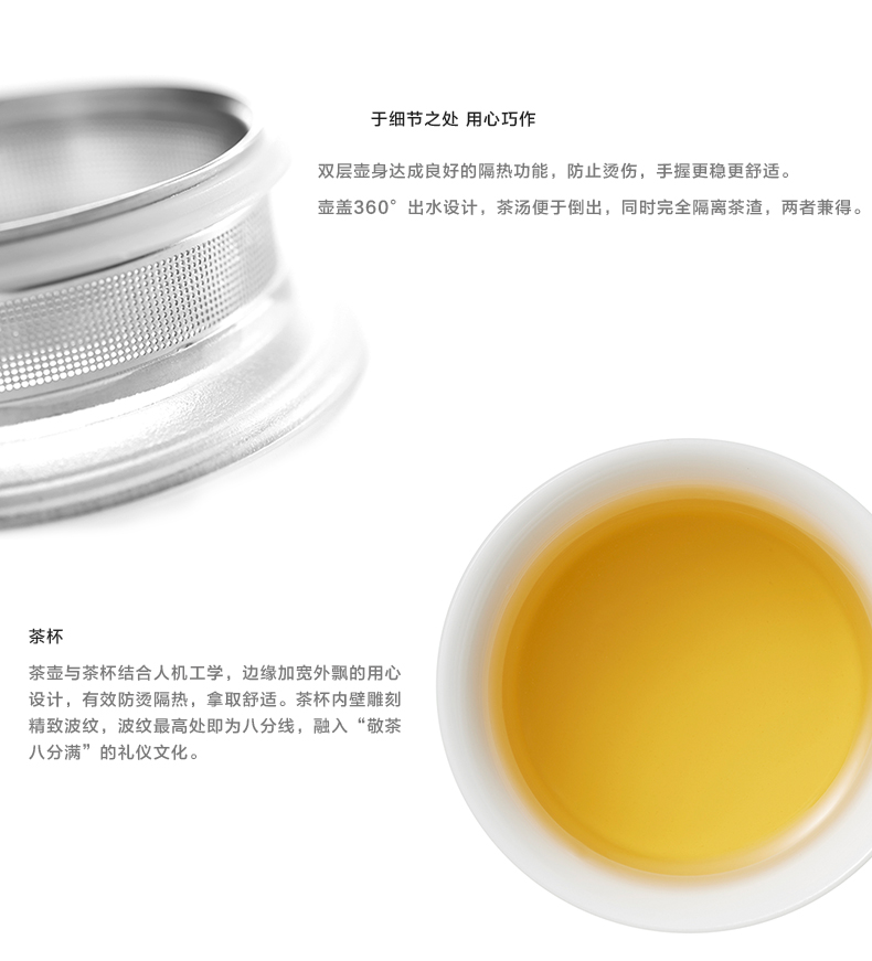 哲品家居 宝马系列 BMW哲行高白瓷旅行茶具套装 礼品商务送礼 一壶四杯带茶盘便携包组 白色