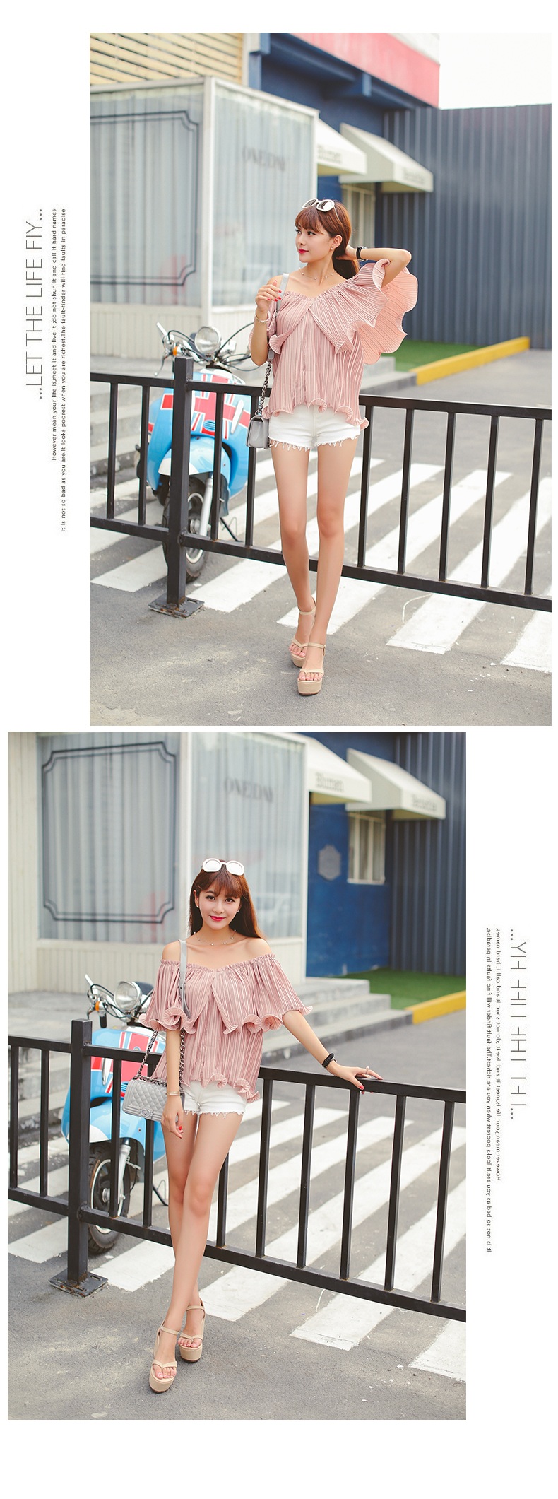 然初雪纺衫女2015夏装新款女装韩版宽松纯色一字领露肩显瘦上衣潮C526 红色 均码