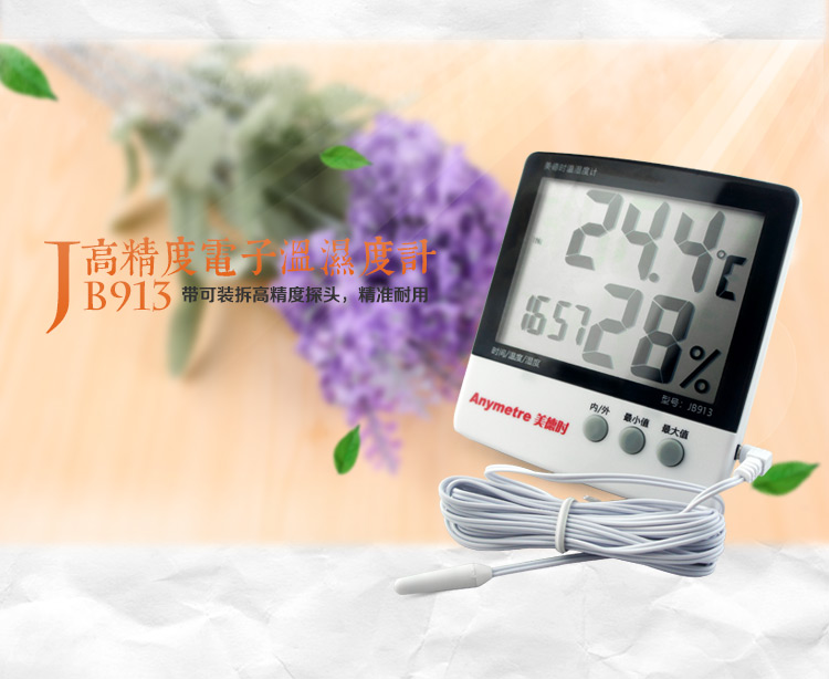 
                                                                                美德时（Anymetre）实验室用电子温湿度计工业高精度带探头 JB913                