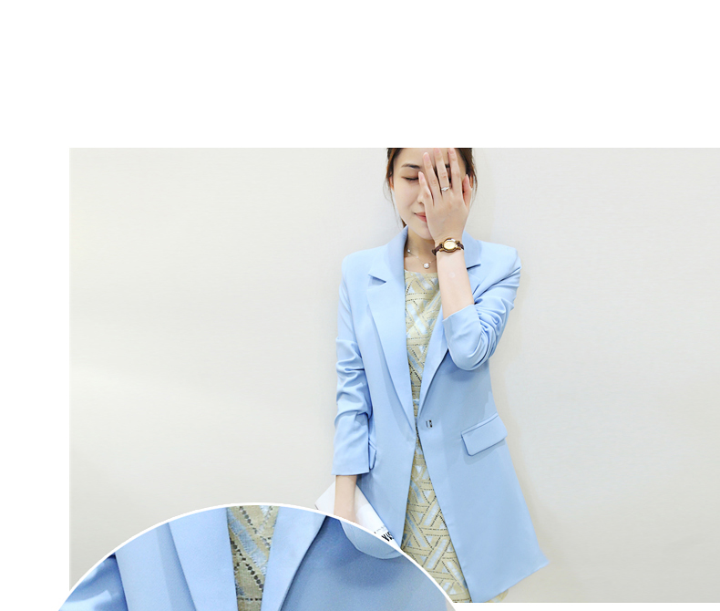 皑·玫 2015秋装新款韩版大码女装外套气质修身西服中长款小西装E9321 白色 L
