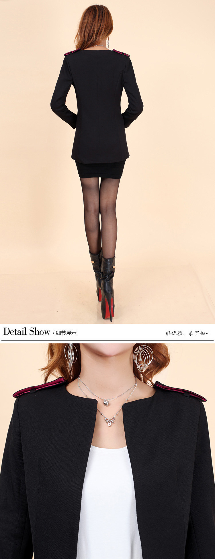 鑫奥可儿 2015秋季新款韩版女简约中长款西服修身小西装外套9603# 白色 XL