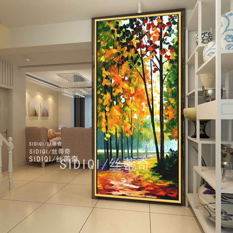 
                                        丝蒂奇SIDIQI欧式玄关抽象挂画现代时尚创意家居油画走廊装饰画有框画竖版风景壁画枫林 无框画 宽70*高130                