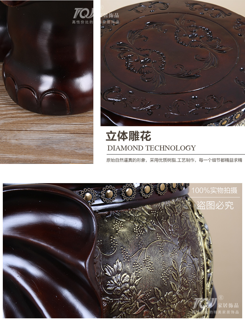 
                                        TQJ大号大象换鞋凳摆件招财吉祥客厅家居装饰品乔迁礼品象工艺品 棕色                