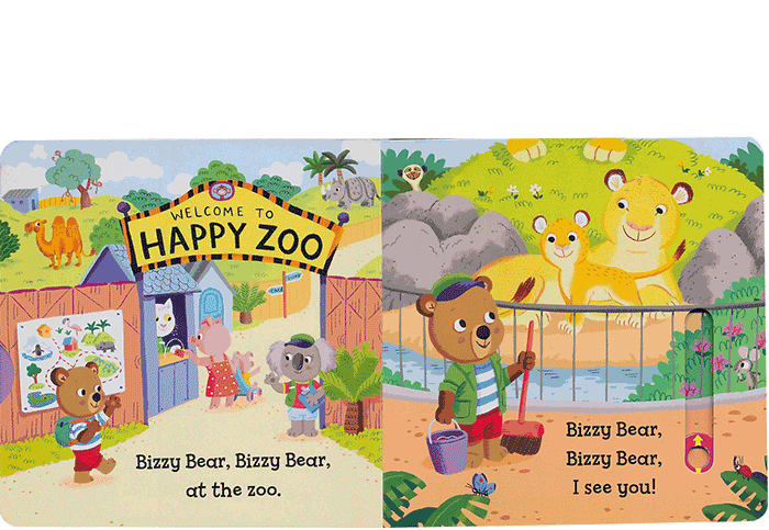 英文原版绘 bizzy bear: zoo ranger 小熊很忙 动物园 纸板撕不烂书儿