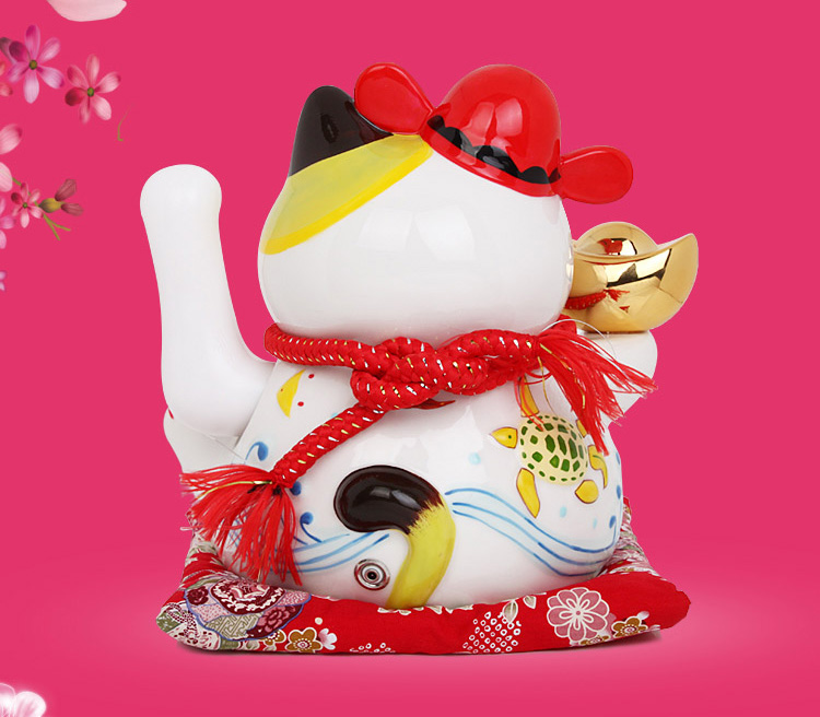 上善若水 摇手招财猫摆件开业礼品家居装饰品工艺品0487 金色财运亨通