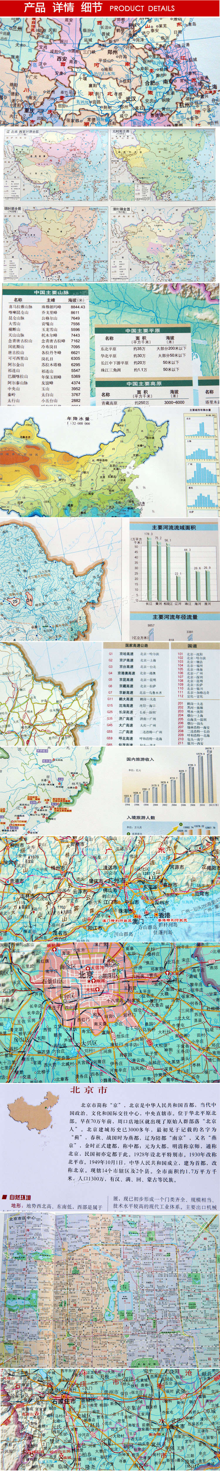 中国地图集 中国政区地形及交通旅游为综合性地图参考卫星影像图民族