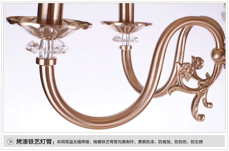 美式吊灯餐厅客厅吊灯 现代卧室吊灯 简约仿铜欧式吊灯 0291-6