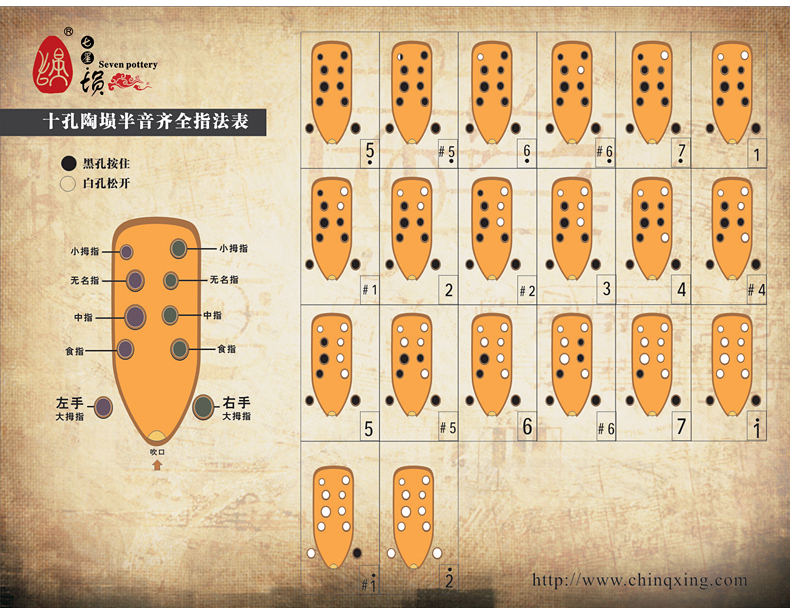 七星埙 初学奇幻岩纹演奏十孔埙 奇幻岩纹 f调
