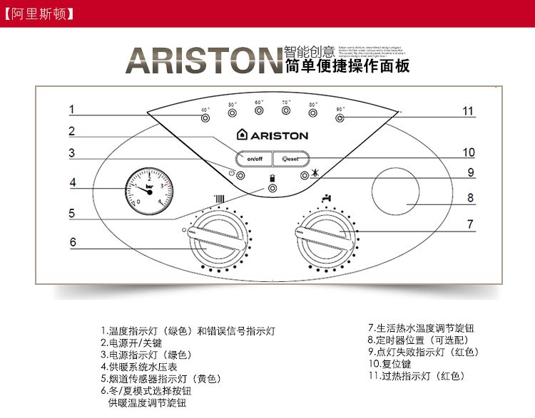 阿里斯顿(ariston) 燃气壁挂炉逸系列采暖热水两用锅炉三代板式(24kw)