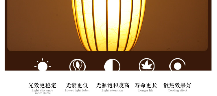 比月中式台灯卧室竹编笼宜家田园客厅装饰卧室床头柜实木护眼台灯3275