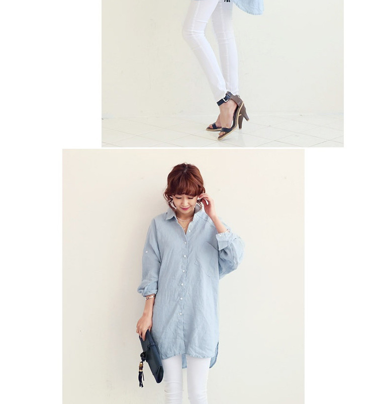 Estee Lauder year Ting 2015 spring and summer new thick mm mandatory Korean fashion summer and autumn the softness relaxed the long-sleeved shirt, blue 8002 are code pictures, price, brand platters! Elections are good character, the national distribution, so why buy now enjoy more preferential! Health