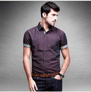 [清仓特价]酷衣购夏季男士短袖免烫衬衫 韩版修身商务男装半袖衬衣561