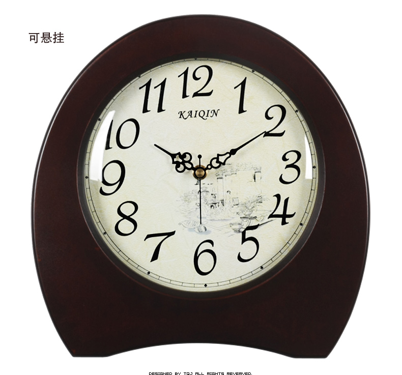 
                                        凯琴（KAIQIN）客厅床头创意座钟 欧式木质时尚台钟 个性坐钟 静音复古钟表 图片色                