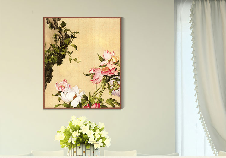 Timax客厅装饰画中式实木有框画 郎世宁花鸟画 客厅背景画玄关壁画餐厅挂画新中式别墅喷绘 喜上枝头-三联 60*80cm高档实木有框画35mm厚