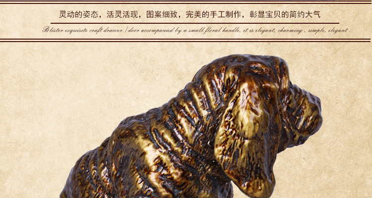 
                                        钜跃 美式乡村书立创意书房书柜办公室软装摆件小狗书挡复古家居装饰品 铜色一对                