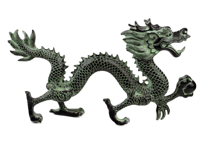 
                                        吉善缘 青龙抓珠龙摆件 龙生肖仿古青铜复古中国龙摆件家居工艺品装饰品摆件2040 中号                