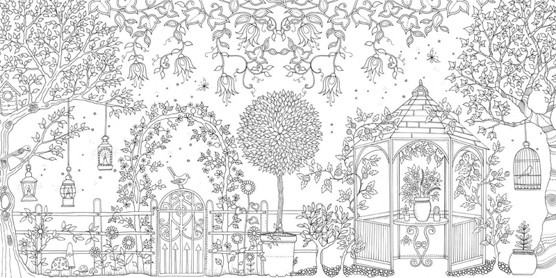 英文原版 secret garden 秘密花园 铅笔填色涂色书涂鸦填色书图画本