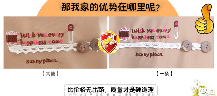 一朵 何以同款 全棉厨房家居服围裙 防污防油 时尚格子罩衣家居 长袖罩衣红色