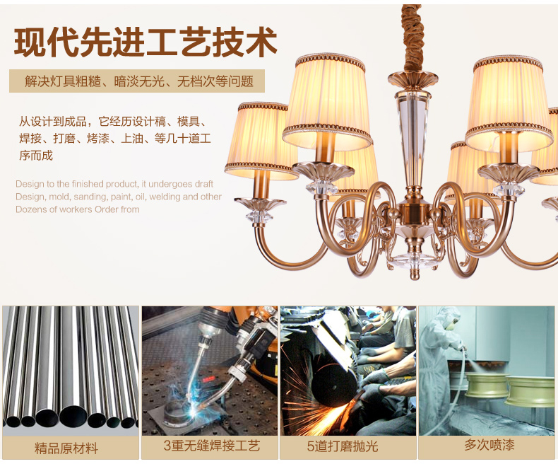 美式吊灯餐厅客厅吊灯 现代卧室吊灯 简约仿铜欧式吊灯 0291-6