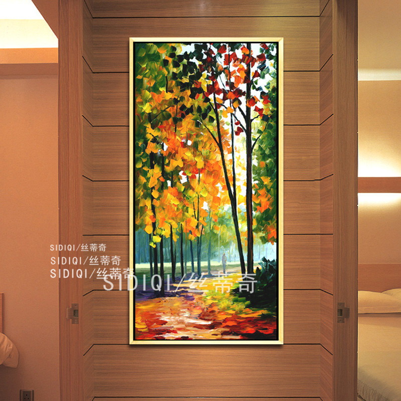 
                                        丝蒂奇SIDIQI欧式玄关抽象挂画现代时尚创意家居油画走廊装饰画有框画竖版风景壁画枫林 无框画 宽70*高130                