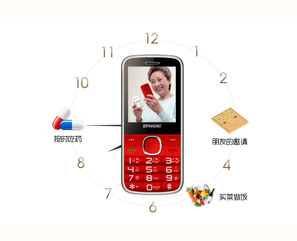 易丰（Ephone）E61VS 电信2G老人手机 黑色