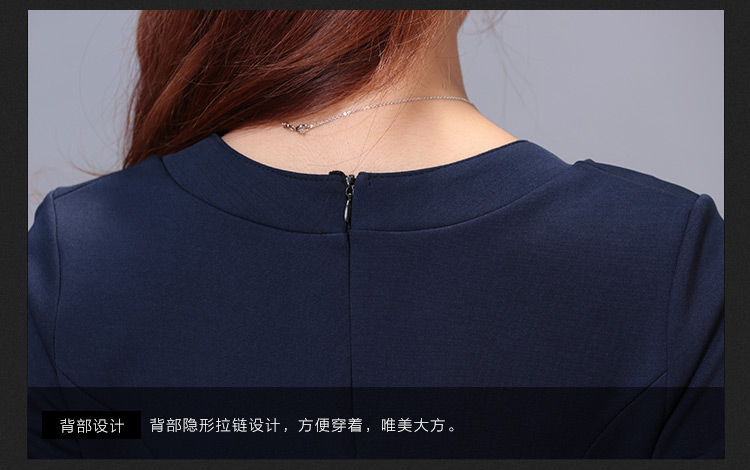 美丽帮派2015秋装新款时尚修身ol气质职业连衣裙1040 藏青色 S