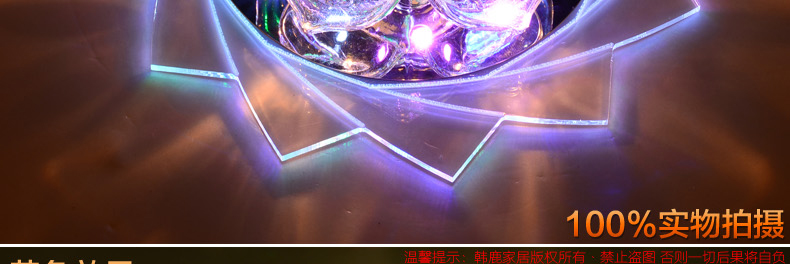 合丰 LED进口贴片过道灯玄关灯阳台灯走廊灯水晶灯吸顶灯门厅灯入户灯现代时尚梦幻花朵灯 LED3W+紫红辅光 暗装