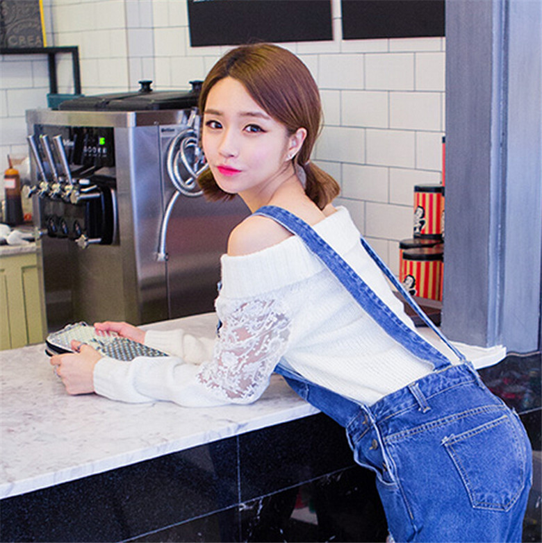 新款女装蕾丝绣花网长袖一字领性感露肩百搭针织套头毛衣h420c8401