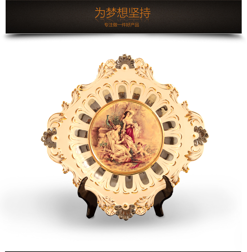 
                                                            梵莎奇欧式奢华家居摆件装饰盘 手工描金陶瓷书架书桌饰品工艺品摆设                