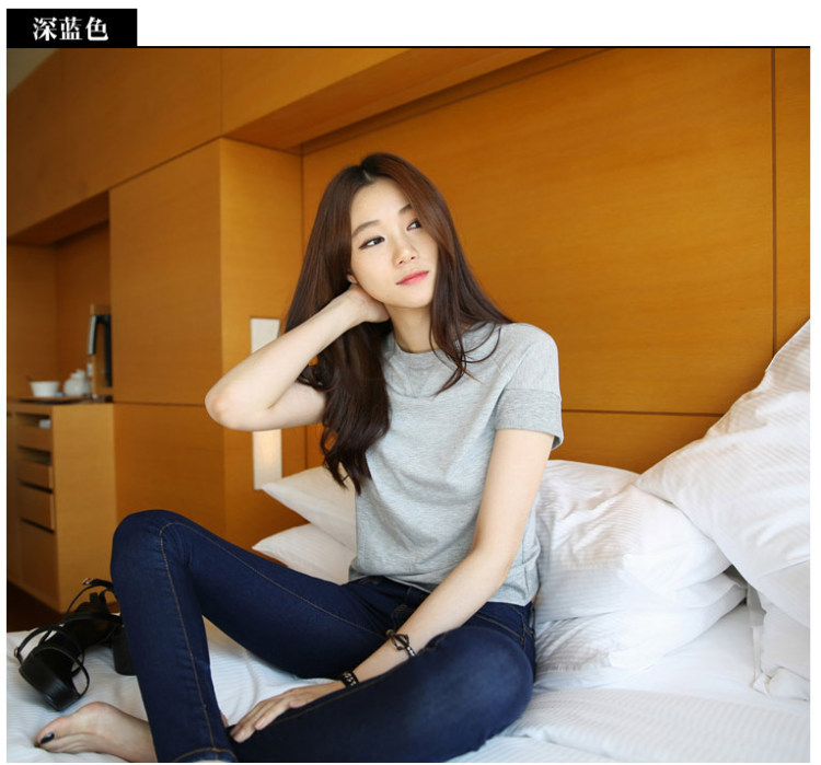 丹杰仕秋装新款韩版修身弹力铅笔裤小脚裤女牛仔长裤 黑色 28码