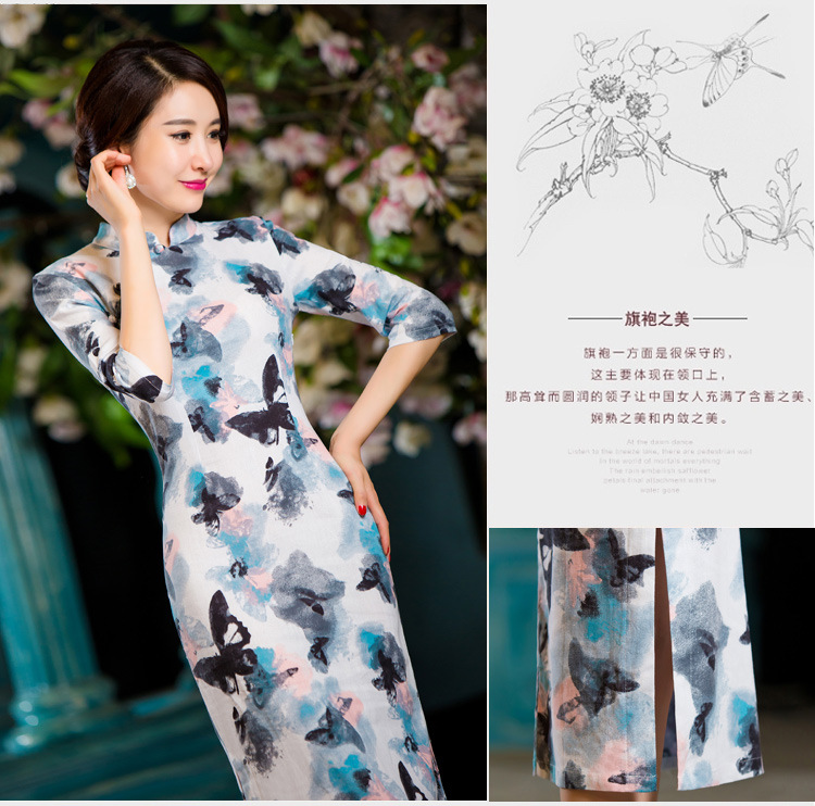 The beautiful autumn 2015-oriented Women's clothes retro graphics in Sau San thin cheongsam large cuff improved long cheongsam dress linen Tang dynasty JORIN L picture, prices, brand platters! The elections are supplied in the national character of distribution, so action, buy now enjoy more preferential! As soon as possible.